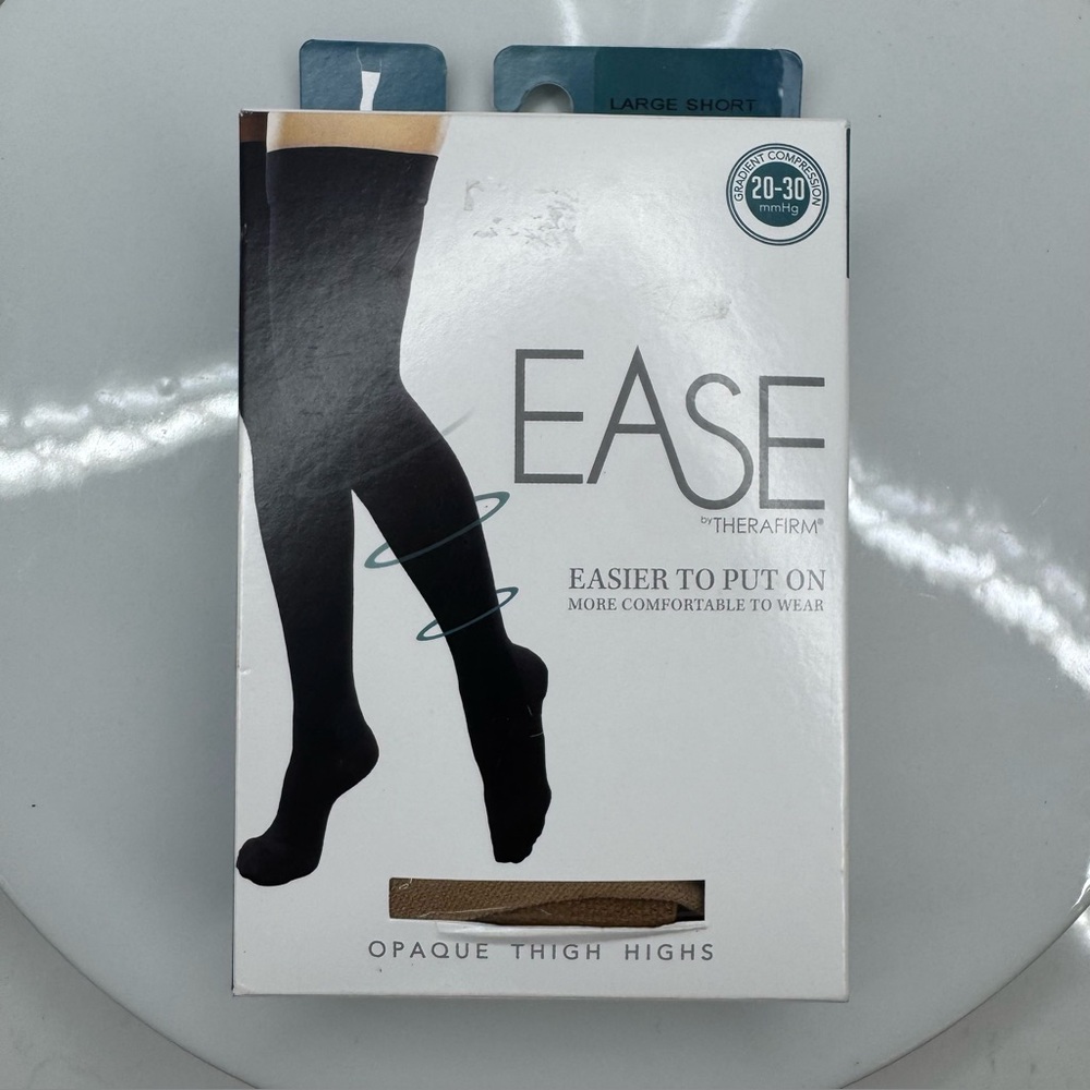 Ease by Therafirm Compression Thigh Highs – Large Short, Sand, 20-30 mmHg